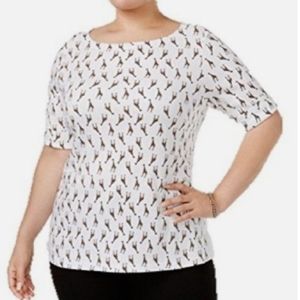 Karen Scott Giraffe Print Shirt